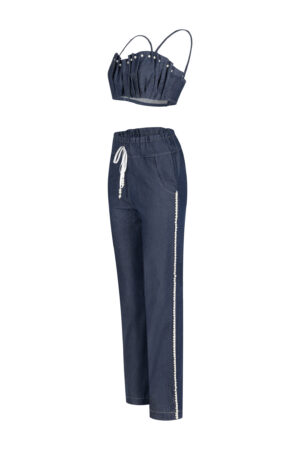 Denim Pearls Pants