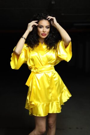 Kimono Short Dress - Yellow