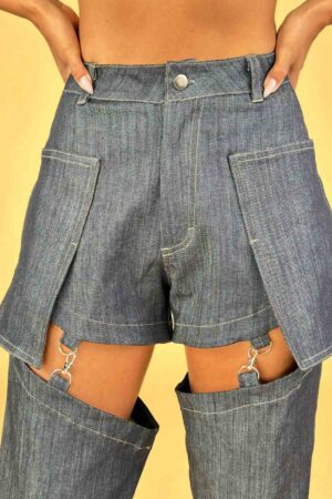 2 in 1 Raw Denim Pants