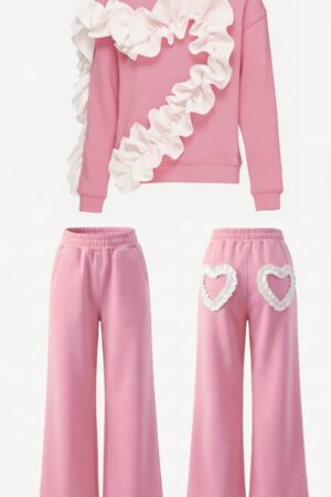 Спортен сет - Heart Ruffle - Pink