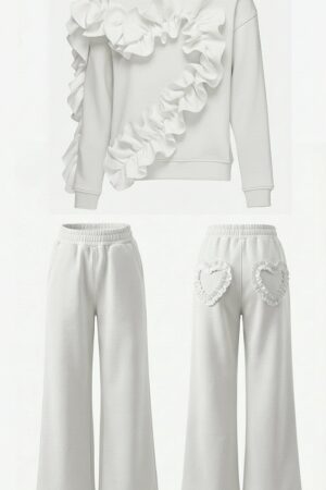 Спортен Сет - Heart Ruffle - White